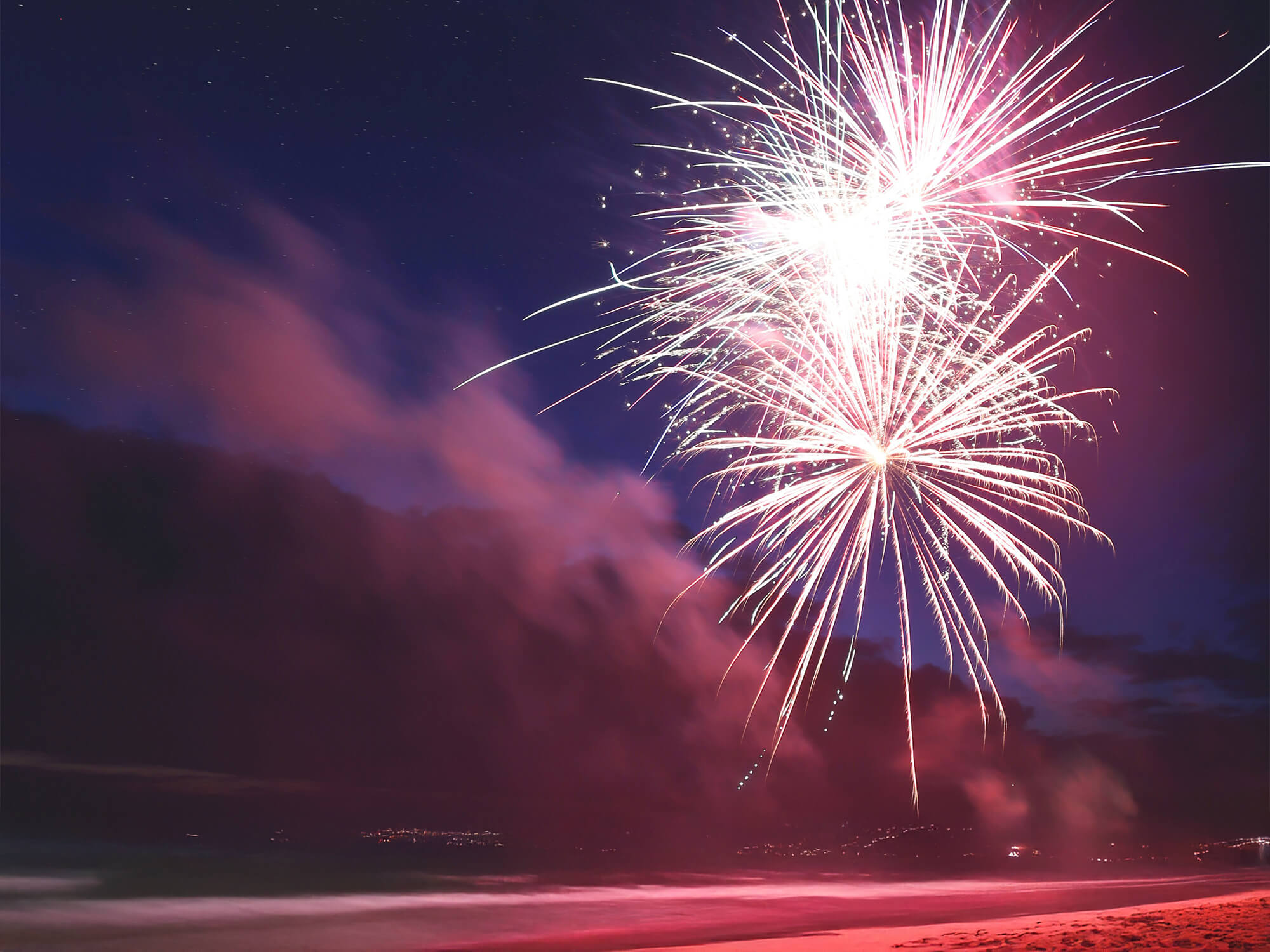 fireworks on the beach